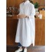 Women Casual Loose Midi Buttons Long Sleeve Collar Shirt Dress