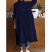 Women Casual Loose Midi Buttons Long Sleeve Collar Shirt Dress