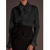 Women Casual Solid Color Tie Front Long Sleeve Simple Shirts