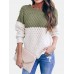 Women Colorblock Knitting Hollow Out Casual Long Sleeve Sweater