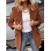 Women Corduroy Double Breasted Lapel Casual Long Sleeve Blazers With Pocket