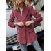 Women Corduroy Double Breasted Lapel Casual Long Sleeve Blazers With Pocket