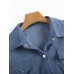 Women Corduroy Solid Color Chest Pocket Front Buttons Long Sleeve Casual Shirts