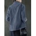 Women Corduroy Solid Korean Style Button Down Front Pockets Coats