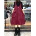 Women Corduroy V-Neck Sleeveless Solid Retro Casual Pockets Dress