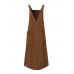 Women Corduroy V-Neck Sleeveless Solid Retro Casual Pockets Dress