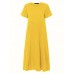 Women Cotton Loose Solid Color O-Neck Short Sleeve Side Pockets Dress