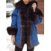 Women Distressed Denim Patchwork Warm Casual Faux Fur Coats