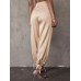 Women Elegant Hight Waist Suit Trousers Pockets Ankle Straps Harem Pants