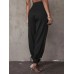 Women Elegant Hight Waist Suit Trousers Pockets Ankle Straps Harem Pants