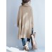 Women Fleece Loose Pullover Turtleneck Neck Side Pockets Long Sleeve Coats