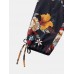 Women Floral Print Bohemian Tie Cuff Pants With Pocket