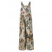 Women Floral Print Cotton Holiday Casual Wide Leg Jumpsuit