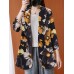 Women Full Sleeve Lapel Floral Bohemian Leisure Retro Thin Suit