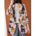 Women Full Sleeve Lapel Floral Bohemian Leisure Retro Thin Suit