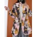 Women Full Sleeve Lapel Floral Bohemian Leisure Retro Thin Suit