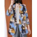 Women Full Sleeve Lapel Floral Bohemian Leisure Retro Thin Suit