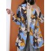 Women Full Sleeve Lapel Floral Bohemian Leisure Retro Thin Suit