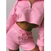 Women Half Zip Drop Shoulder Crop Top Drawstring Shorts Casaul Two-Piece Set