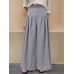 Women High Waist Solid Color Loose Pleated Casual Wide Leg Pants