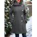 Women Hooded Single-Breasted Pocket Mid-Length Solid Color Warm Coat