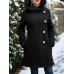 Women Hooded Single-Breasted Pocket Mid-Length Solid Color Warm Coat