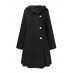 Women Hooded Single-Breasted Pocket Mid-Length Solid Color Warm Coat