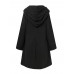 Women Hooded Single-Breasted Pocket Mid-Length Solid Color Warm Coat