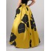 Women Large Flower Print A-Line Swing Casual High Waist Skirts With Pocket