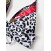 Women Leopard Patchwork Ethnic Print Halter String Bikini Backless Swimwear