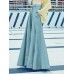 Women Loose Wide-Legged Solid Color Pleated Side Pockets Zipper Buttons Maxi Length Casual Pants