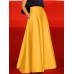 Women Party Collect Waist Solid Pleats A-Line Back Zipper Skirt With Side Pockets