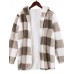 Women Plaid Fleece Hood Long Sleeve Warm Casual Hooded Sweatshirt