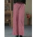 Women Plaid Wide-legged Elastic Waist Side Pocket Ankle Length Loose Pants