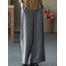 Women Plaid Wide-legged Elastic Waist Side Pocket Ankle Length Loose Pants