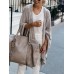 Women Plain Simple Casual Loose Knitted Irregular Hem Cardigan