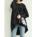 Women Puff Sleeve Loose Pleated Spliced Solid Back Button Casual Shirts