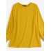 Women Puff Sleeve Spliced Solid Loose O-Neck Casual Pullover Sweatshirt