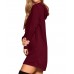 Women Pullovers Drawstring Long Sweatshirt Solid Casual Dress With Pockets