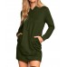 Women Pullovers Drawstring Long Sweatshirt Solid Casual Dress With Pockets