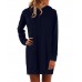 Women Pullovers Drawstring Long Sweatshirt Solid Casual Dress With Pockets