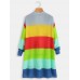 Women Rainbow Print Long Sleeve Casual Cardigans