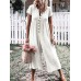 Women Short Sleeve Button Solid Color Wide Leg Pant Jumpsuit Overalls