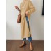 Women Side Fork Sweatshirt O-Neck Calf Length Solid Midi Dresses