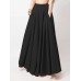 Women Solid Color A-Line Elastic Waist Casual Swing Skirts With Pocket