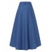 Women Solid Color Bottom Front Loose Casual Long Skirt With Pocket