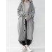 Women Solid Color Button Down Front Pocket Mid-Calf Length Hoodie Jacket