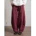 Women Solid Color Elastic Waist Side Pocket Harem Pants For Women