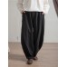 Women Solid Color Elastic Waist Side Pocket Harem Pants For Women