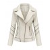 Women Solid Color Faux PU Leather Motorcycle Jacket With Pocket